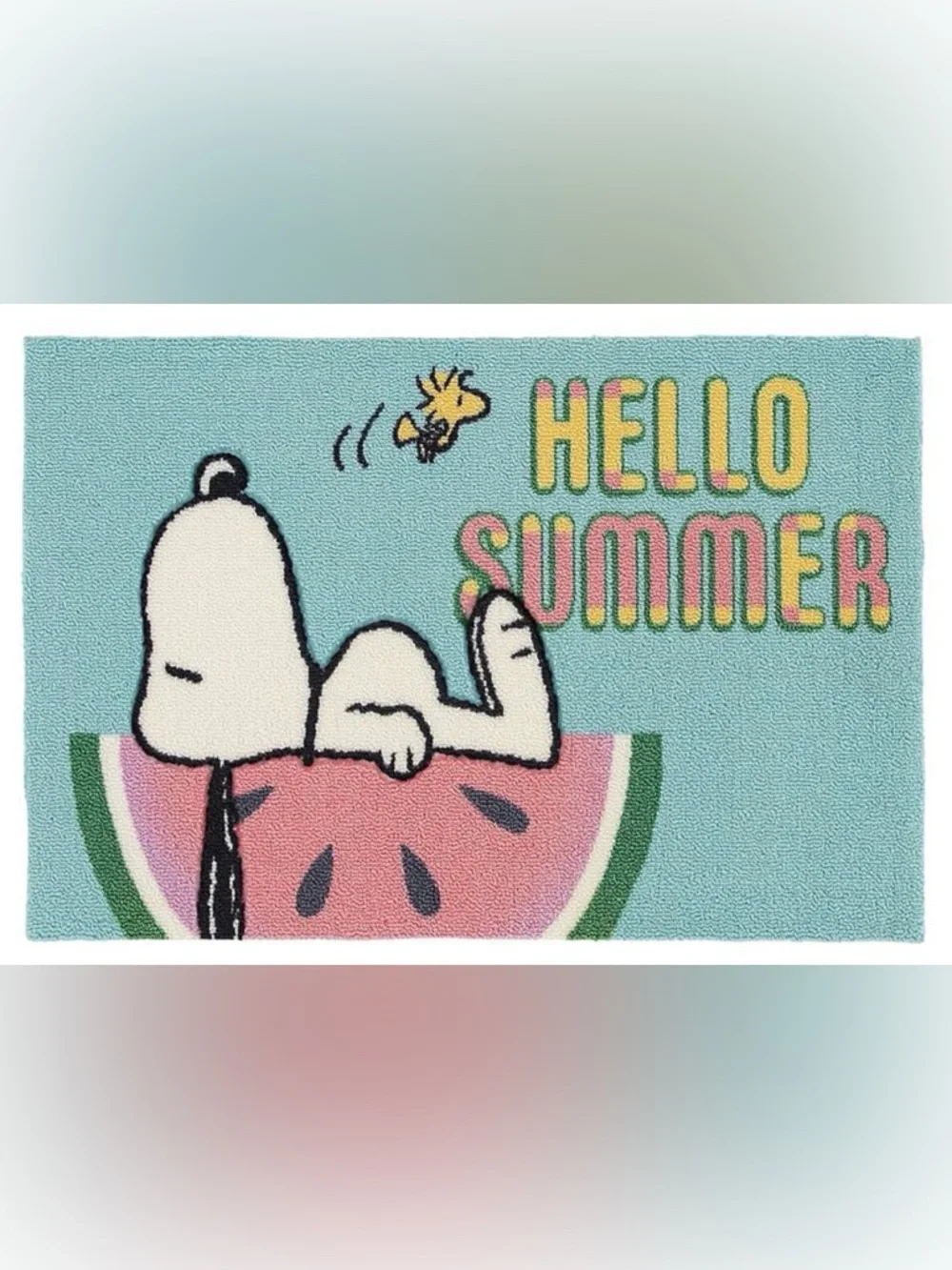 Peanuts Snoopy Hello Summer Watermelon Graphic Rug Decor Brand New